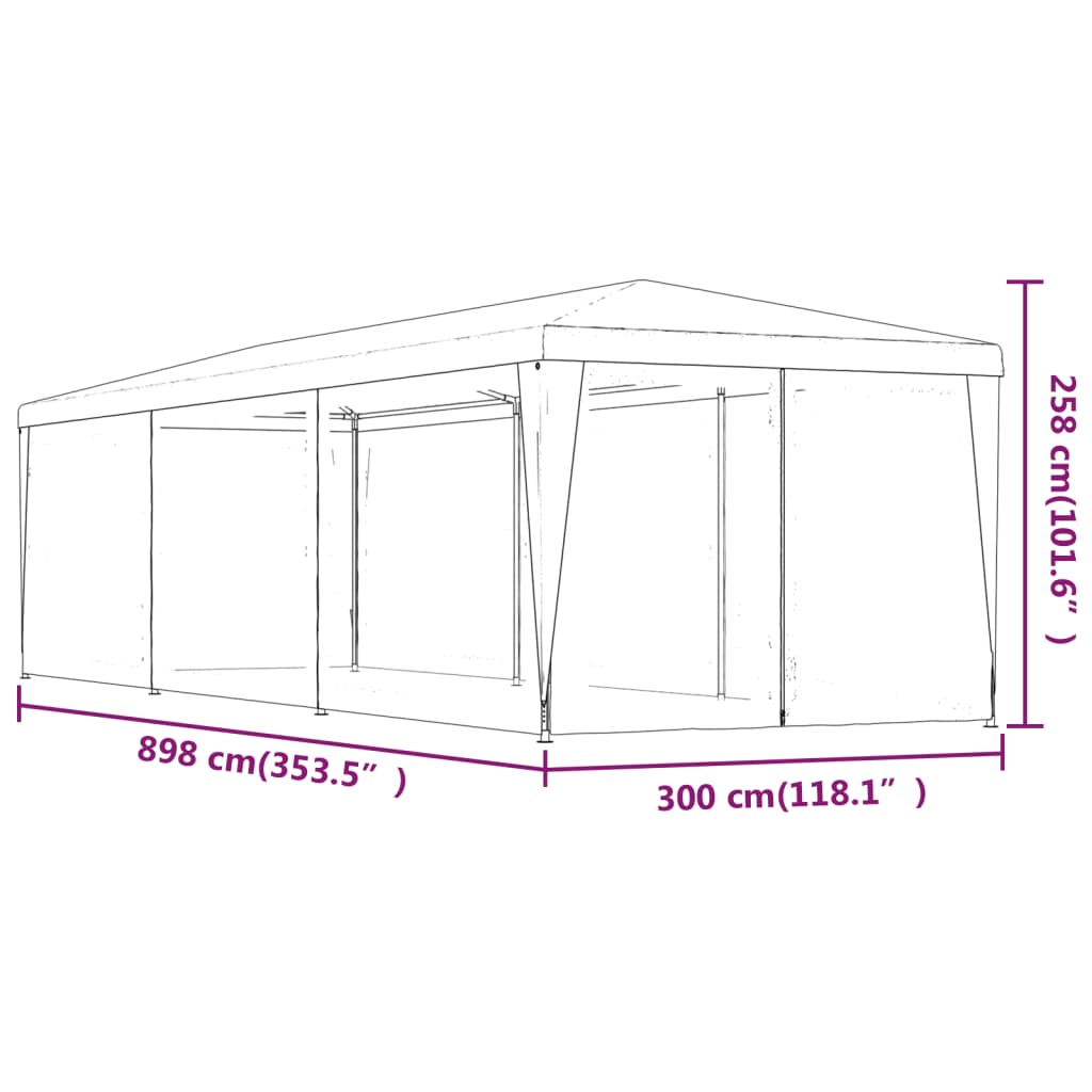 vidaXL Partyzelt mit 8 Mesh-Seitenwänden Anthrazit 3x9 m HDPE