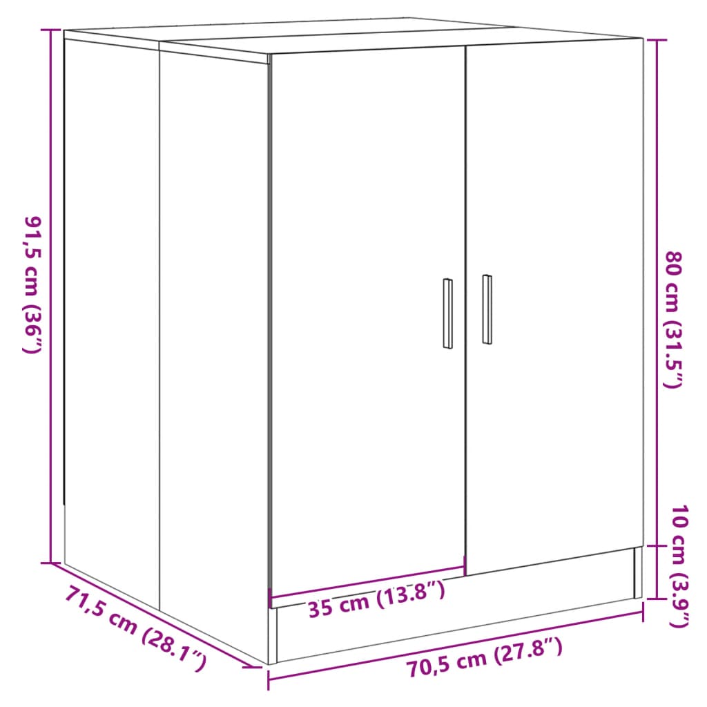 vidaXL Waschmaschinenschrank Sonoma-Eiche 70,5x71,5x91,5 cm