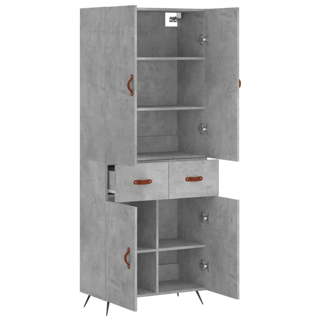 vidaXL Highboard Betongrau 69,5x34x180 cm Holzwerkstoff