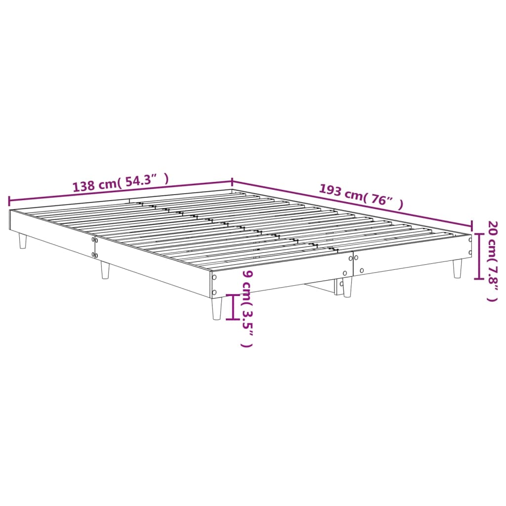 vidaXL Bettgestell Schwarz 135x190 cm Holzwerkstoff