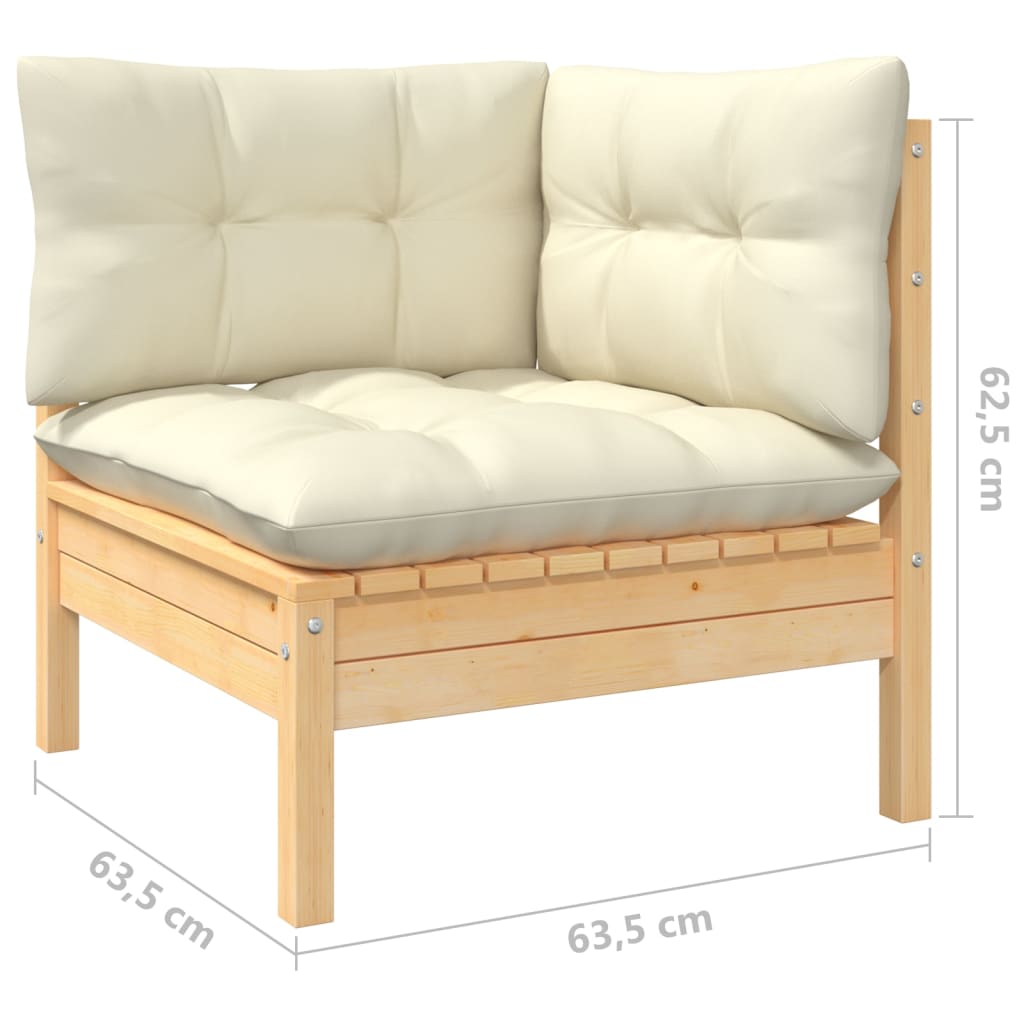 vidaXL 10-tlg. Garten-Lounge-Set mit Creme Kissen Kiefernholz