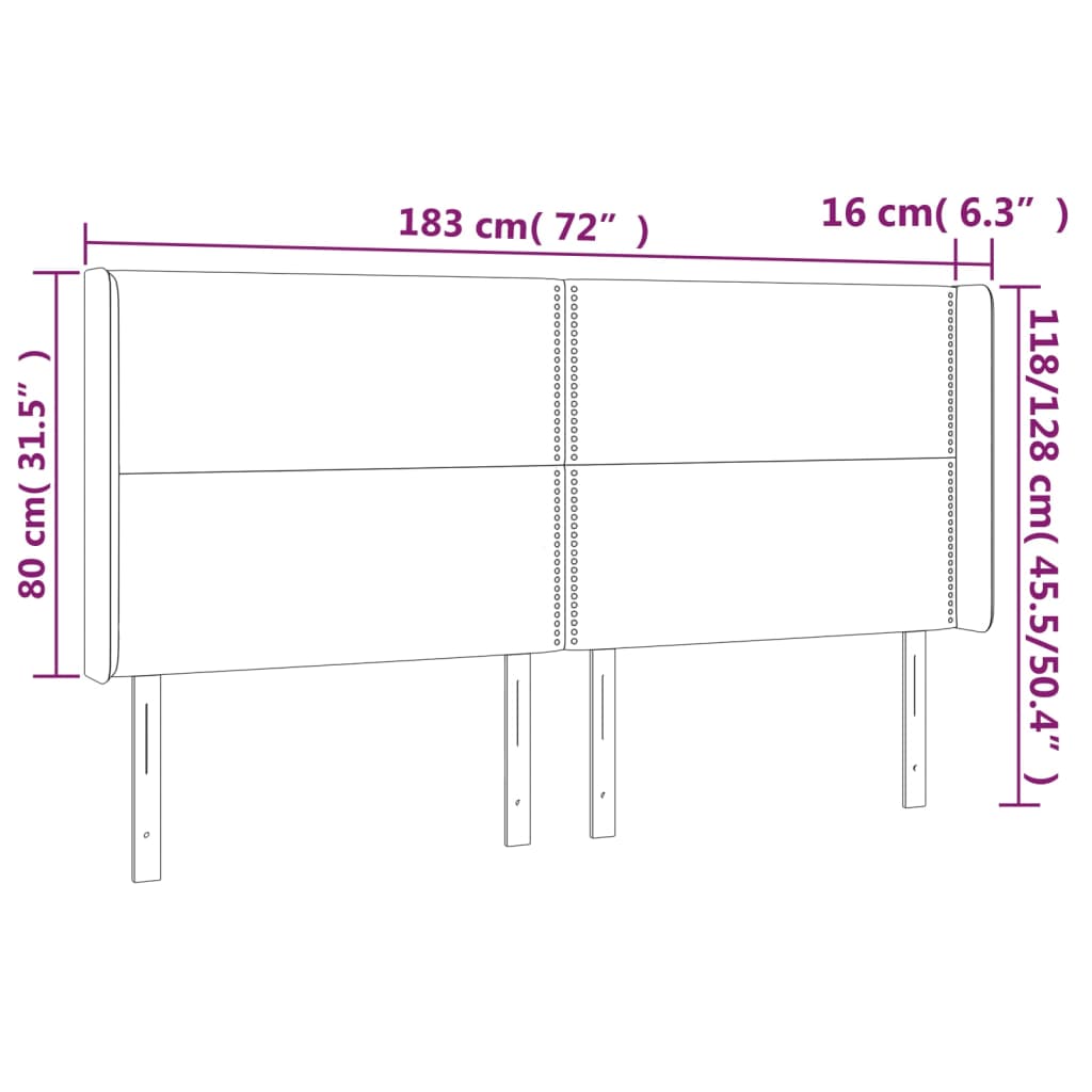 vidaXL Kopfteil mit Ohren Dunkelbraun 183x16x118/128 cm Stoff