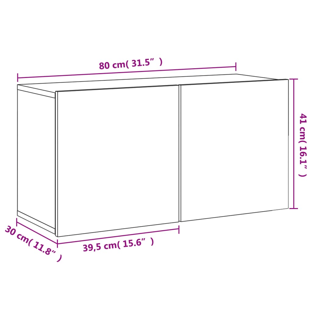 vidaXL TV-Wandschrank Sonoma-Eiche 80x30x41 cm