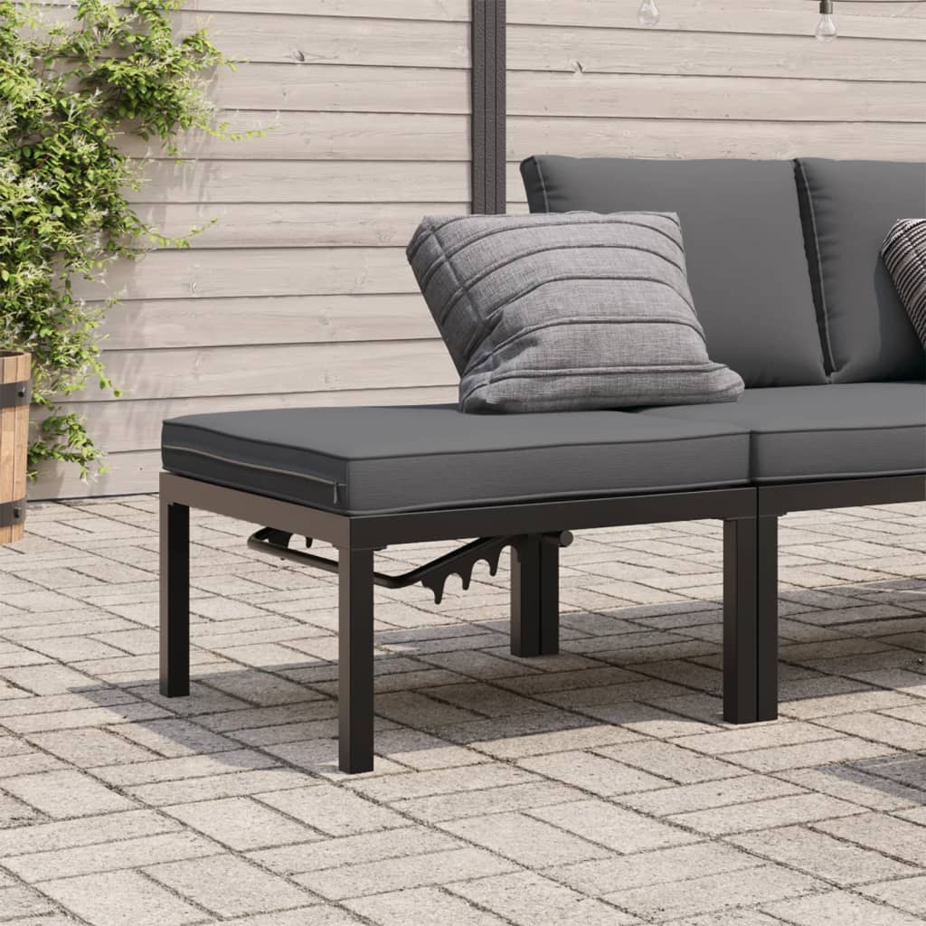 vidaXL Gartenhocker mit Kissen Schwarz Aluminium