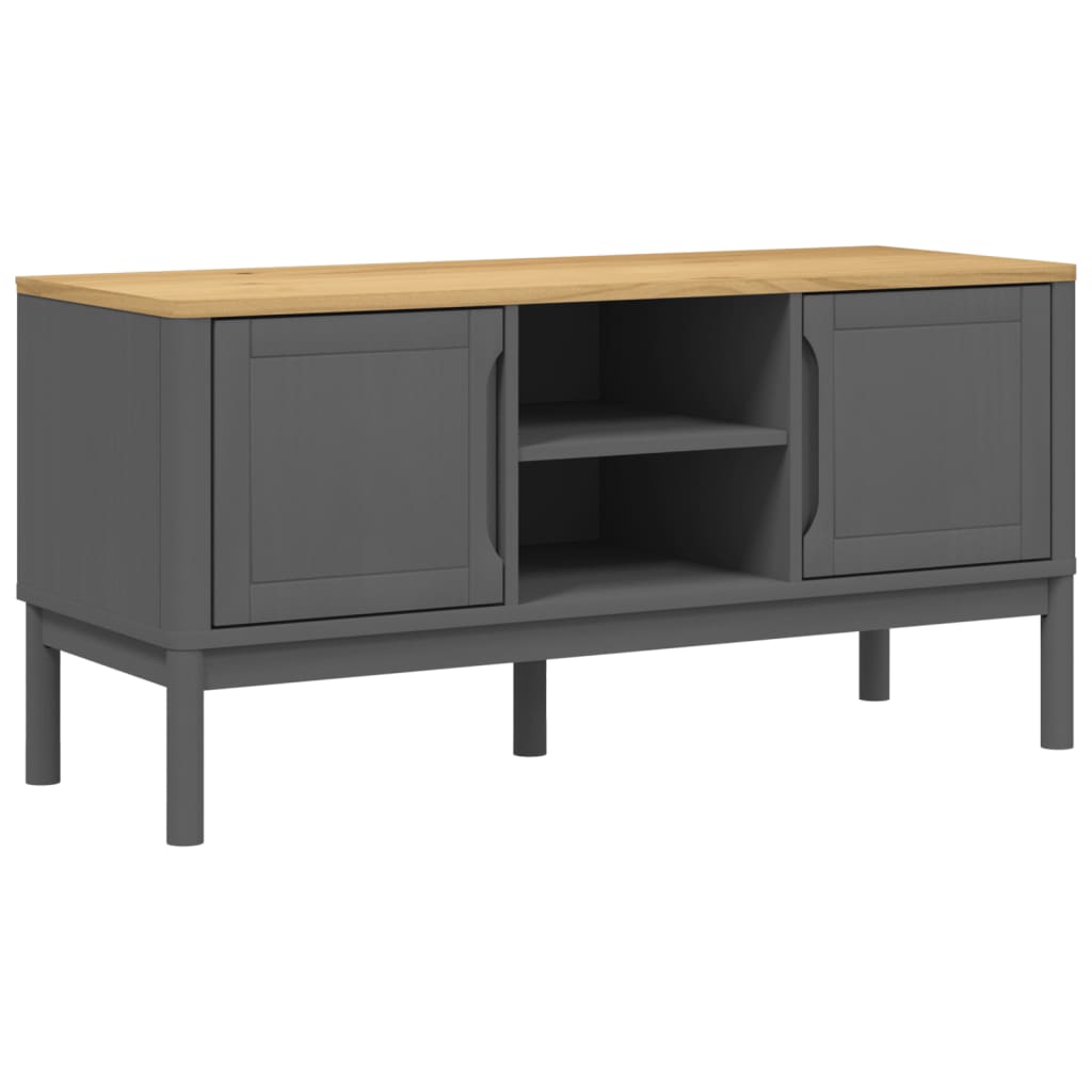 vidaXL TV-Schrank FLORO Grau 114x43x55 cm Massivholz Kiefer