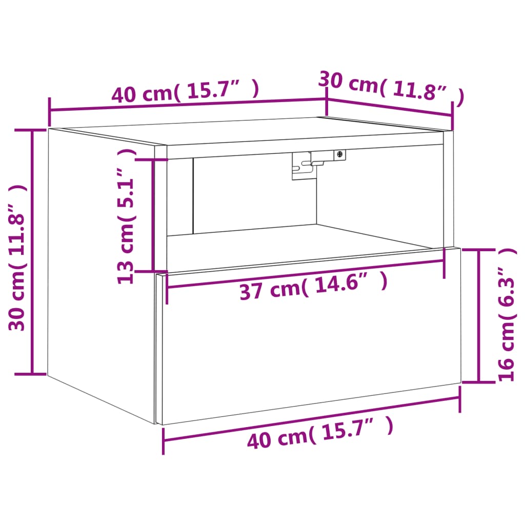 vidaXL TV-Wandschrank Braun Eiche-Optik 40x30x30 cm Holzwerkstoff