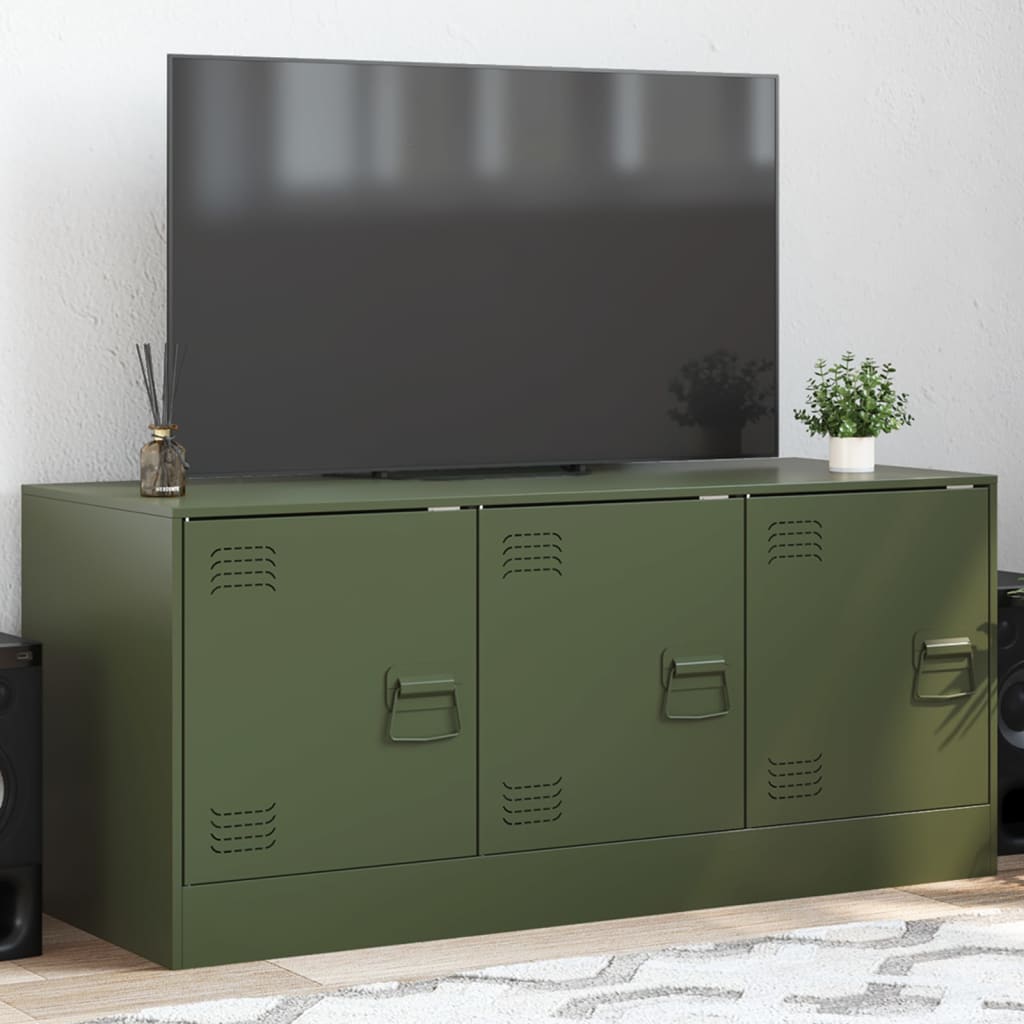 vidaXL TV-Schrank Olivgrün 99x39x44 cm Stahl