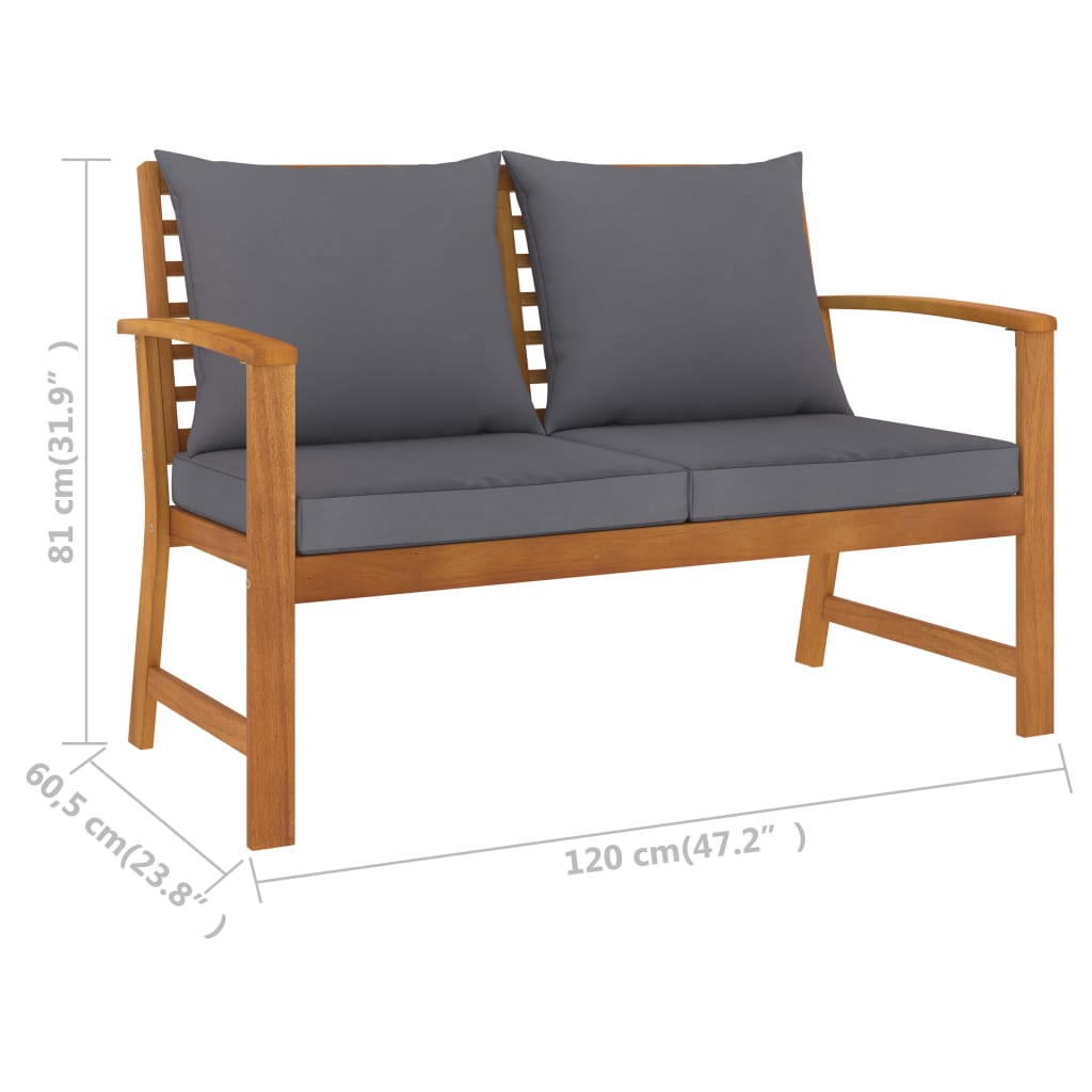 vidaXL 3-tlg. Garten-Lounge-Set mit Auflagen Massivholz Akazie