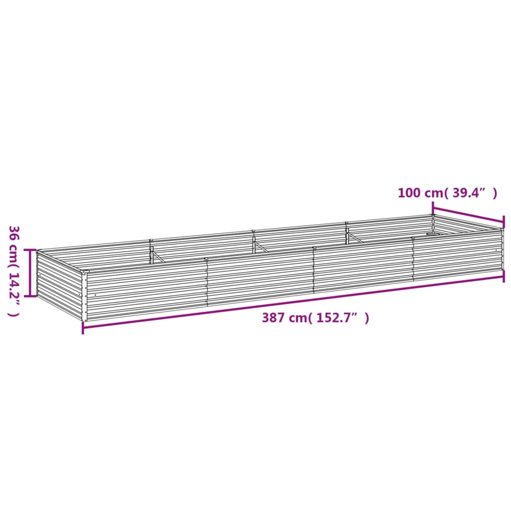 vidaXL Hochbeet 387x100x36 cm Cortenstahl