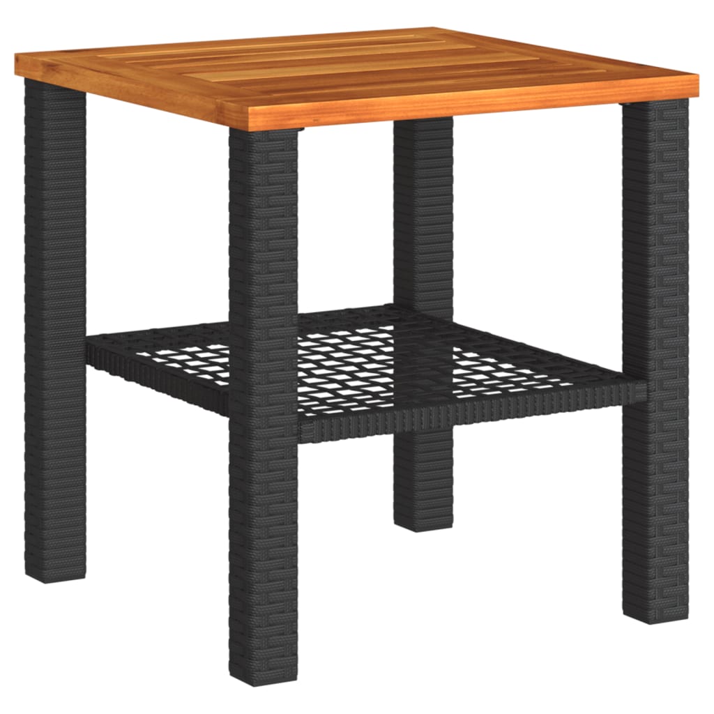 vidaXL 3-tlg. Bistro-Set mit Kissen Schwarz Poly Rattan Akazienholz