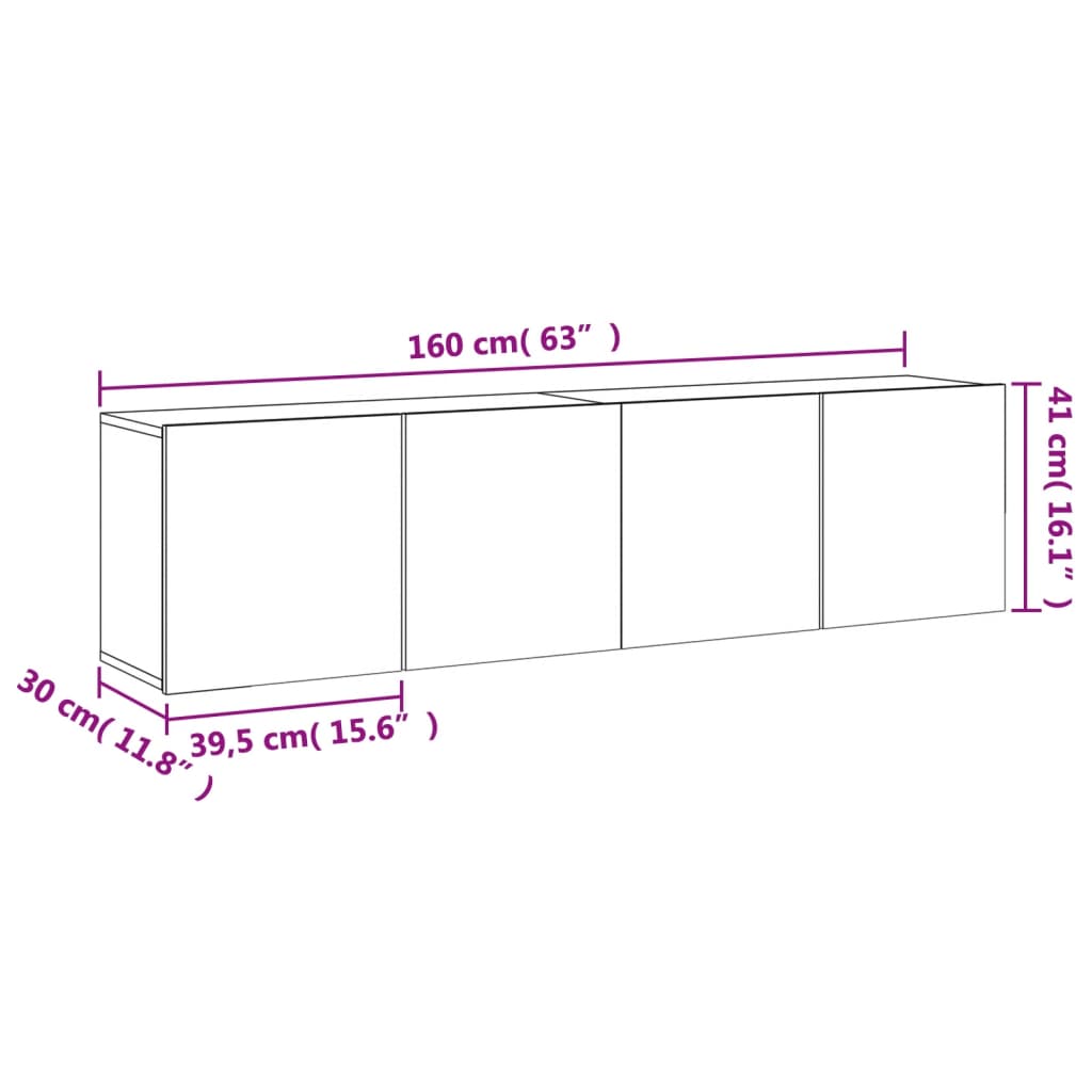 vidaXL TV-Wandschränke 2 Stk. Räuchereiche 80x30x41 cm