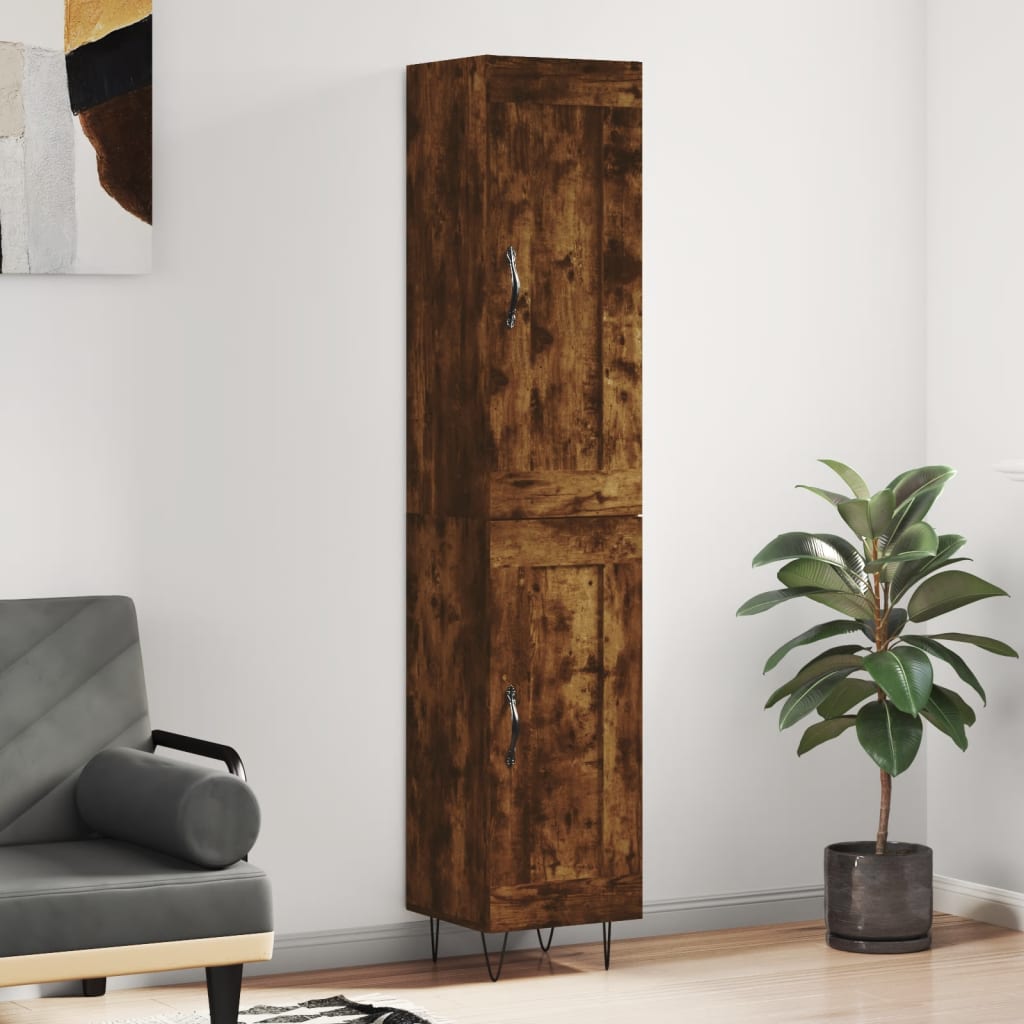 vidaXL Highboard Räuchereiche 34,5x34x180 cm Holzwerkstoff