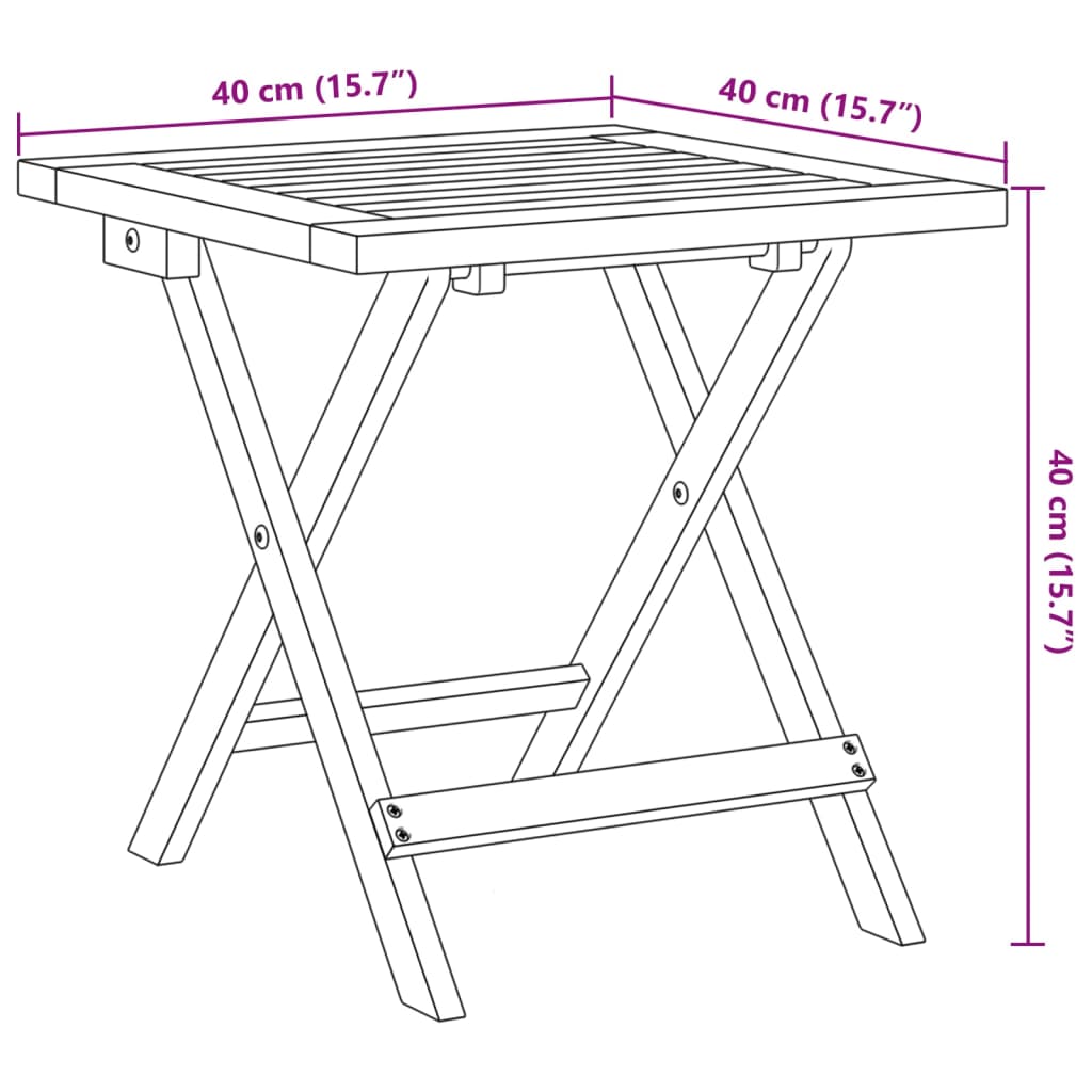 vidaXL Gartenstühle 2 Stk. Klappbar mit Tisch Schwarz Massivholz