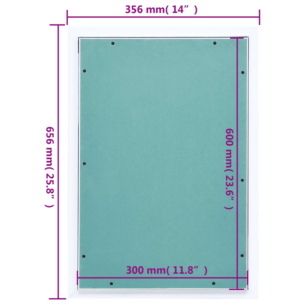 vidaXL Revisionsklappe mit Aluminium-Rahmen und GK-Einlage 300x600 mm