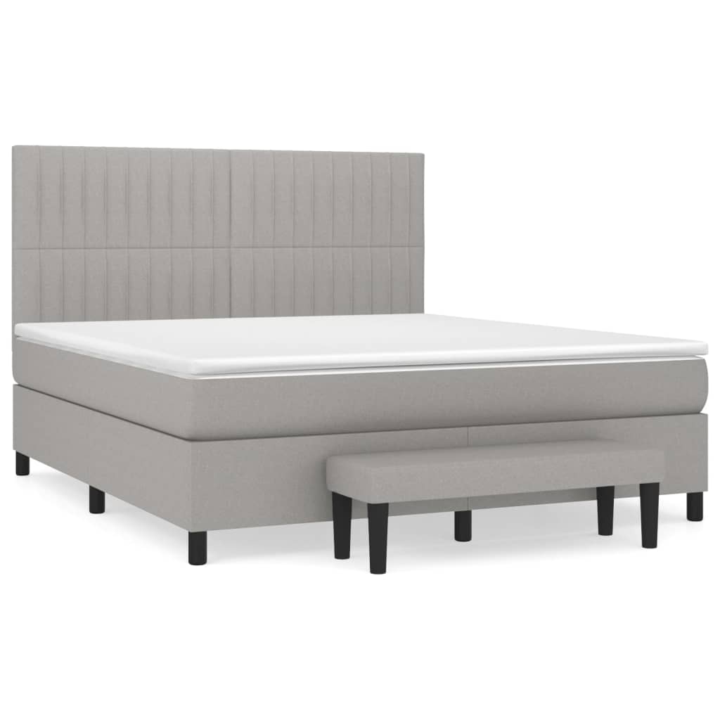 vidaXL Boxspringbett mit Matratze Hellgrau 180x200 cm Stoff