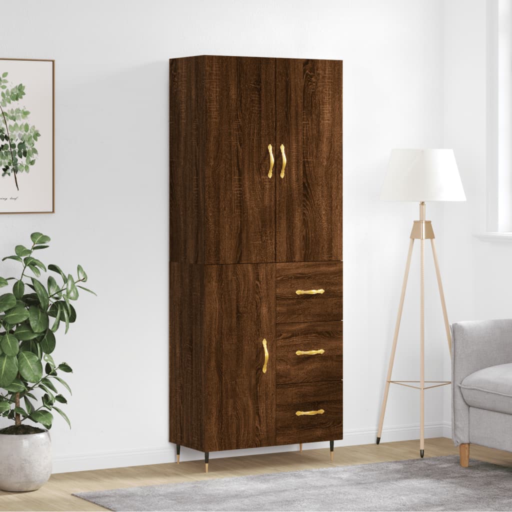 vidaXL Highboard Braun Eichen-Optik 69,5x34x180 cm Holzwerkstoff