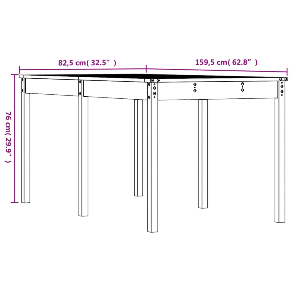 vidaXL Gartentisch 159,5x82,5x76 cm Massivholz Douglasie