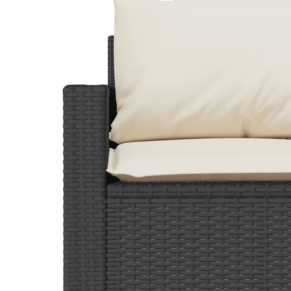 vidaXL 2-tlg. Garten-Essgruppe mit Kissen Schwarz Poly Rattan