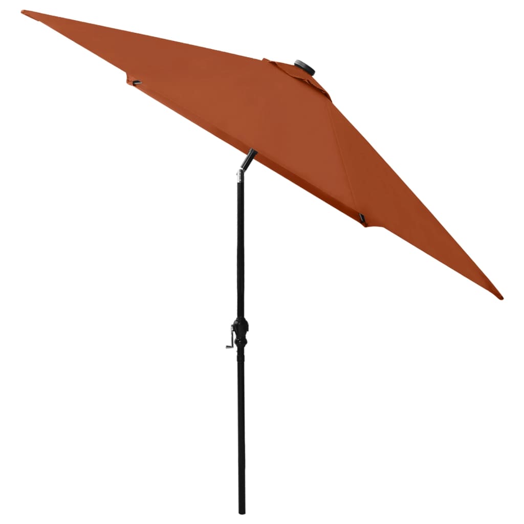 vidaXL Sonnenschirm mit LEDs und Stahl-Mast Terracotta-Rot 2x3 m