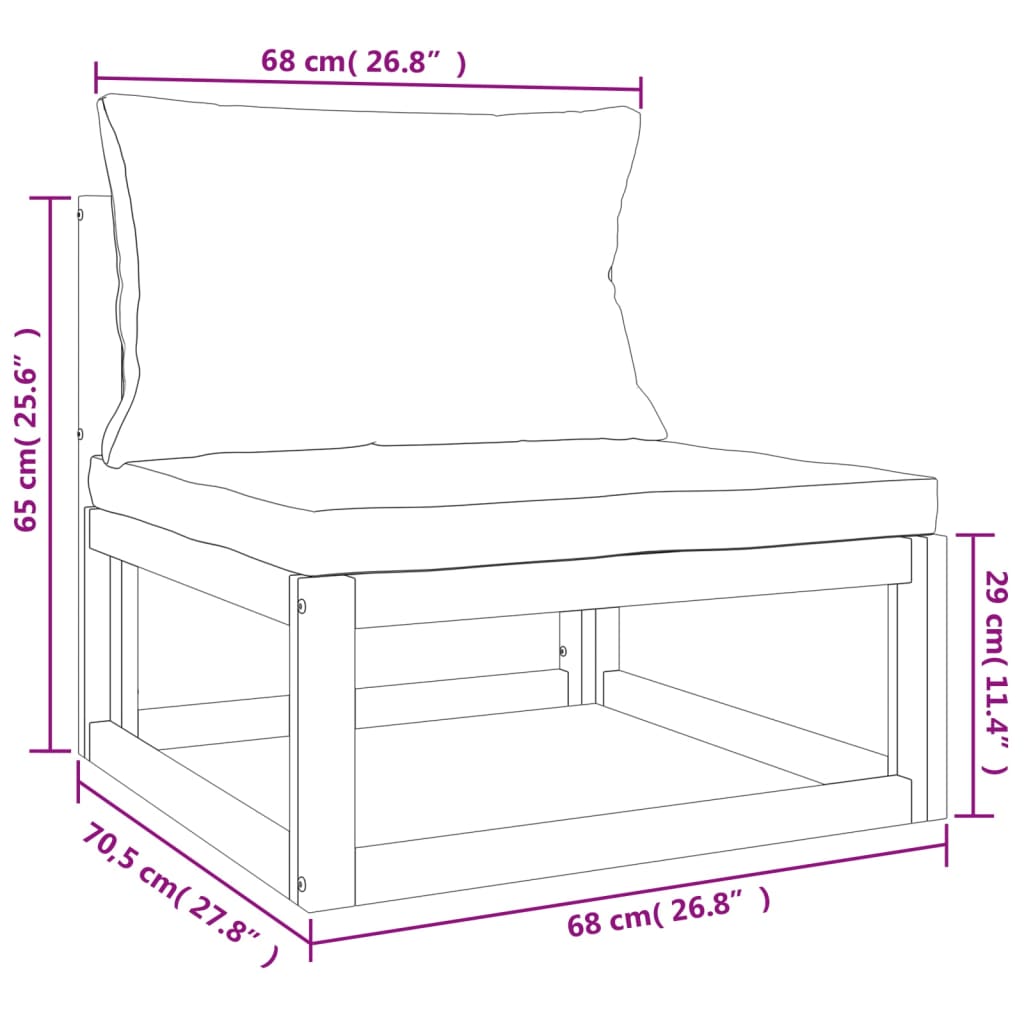 vidaXL 12-tlg. Garten-Lounge-Set mit Taupe Kissen Massivholz