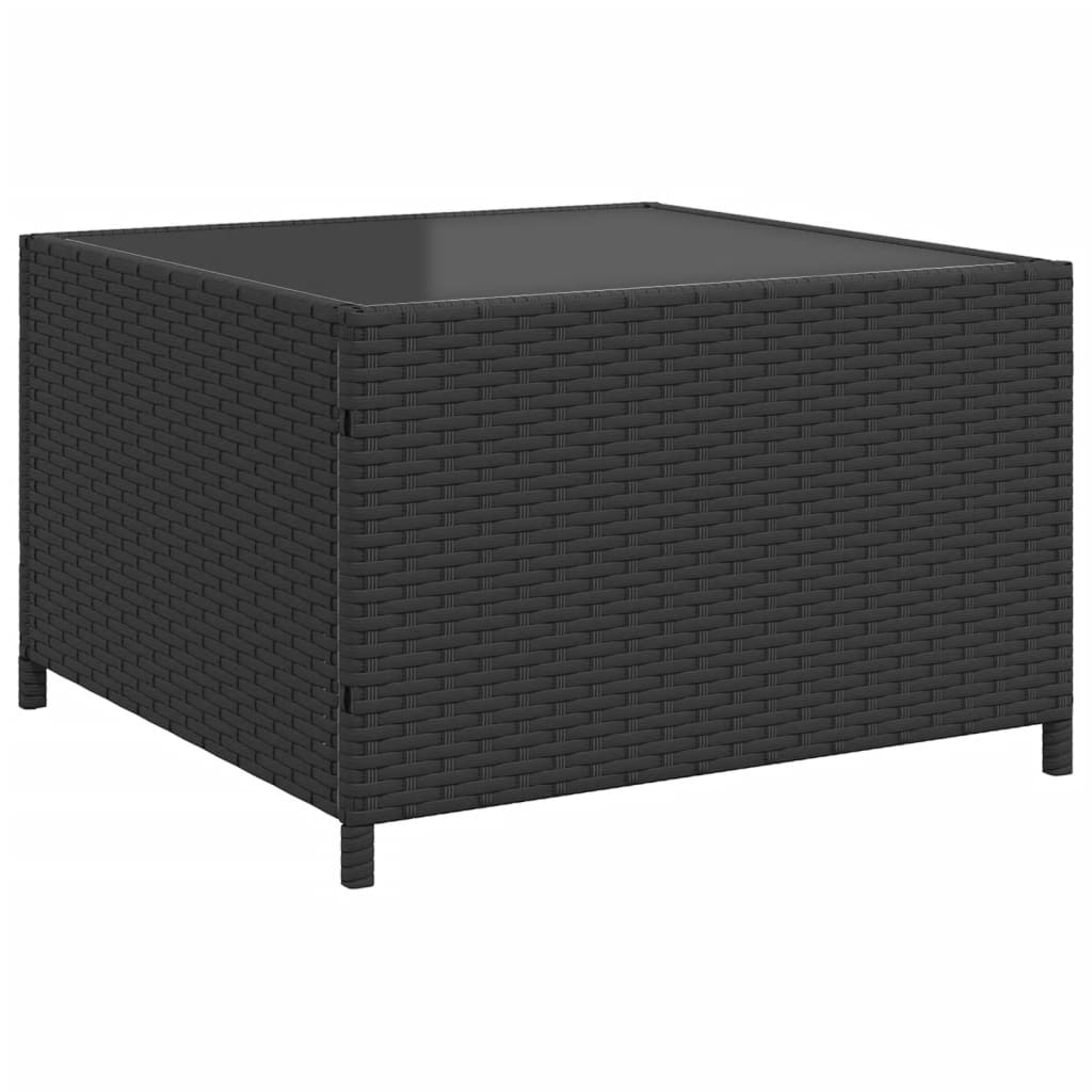 vidaXL Gartensofa in L-Form mit Tisch und Kissen Schwarz Poly Rattan