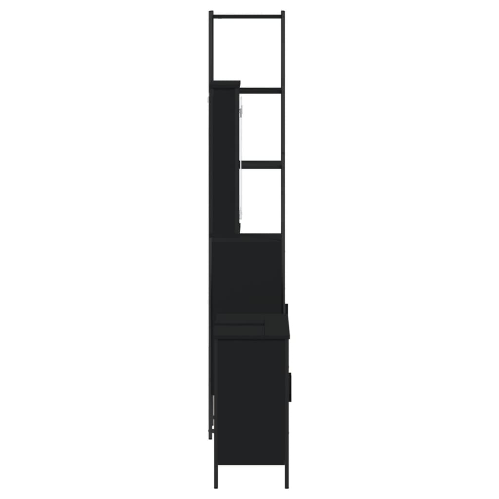 vidaXL 3-tlg. Badmöbel-Set Schwarz Holzwerkstoff