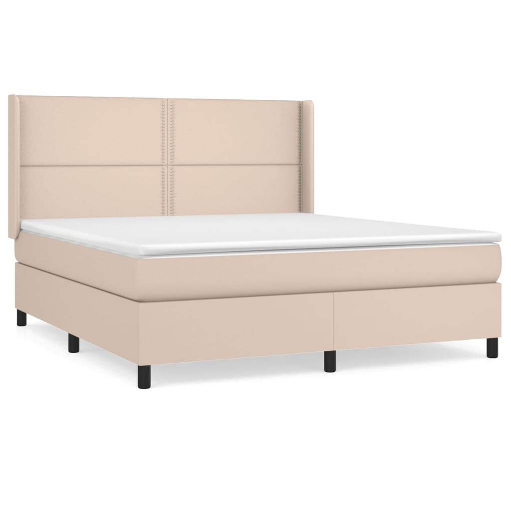 vidaXL Boxspringbett Matratze Cappuccino-Braun 160x200 cm Kunstleder