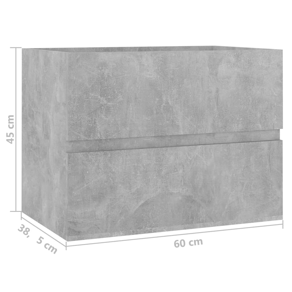 vidaXL Badmöbel-Set Betongrau Holzwerkstoff