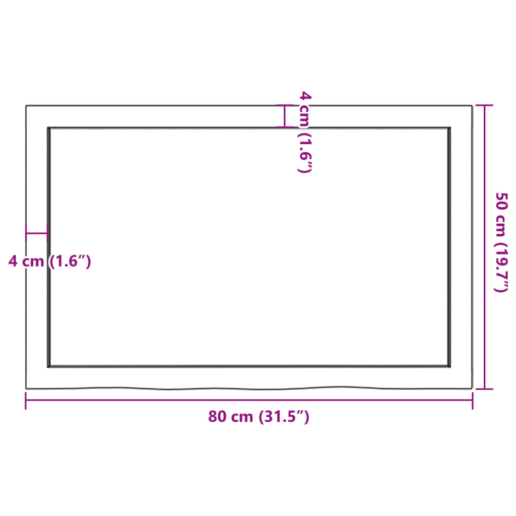 vidaXL Waschtischplatte Hellbraun 80x50x(2-6) cm Massivholz Behandelt