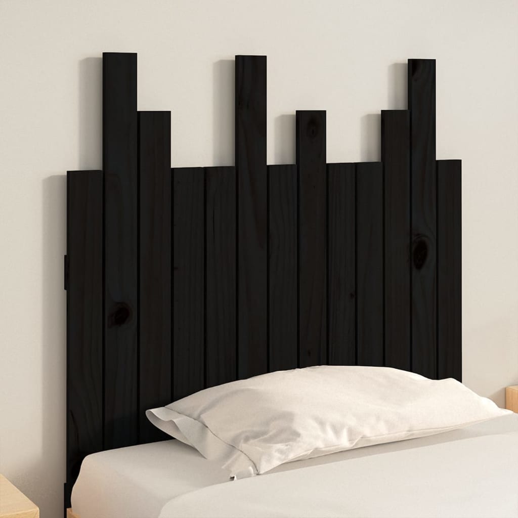 vidaXL Wand-Kopfteil Schwarz 82,5x3x80 cm Massivholz Kiefer