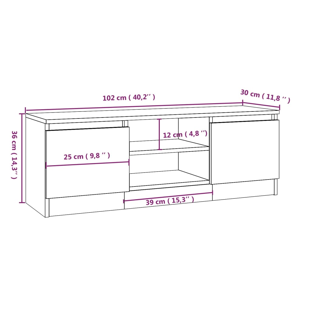 vidaXL TV-Schrank mit Tür Weiß 102x30x36 cm