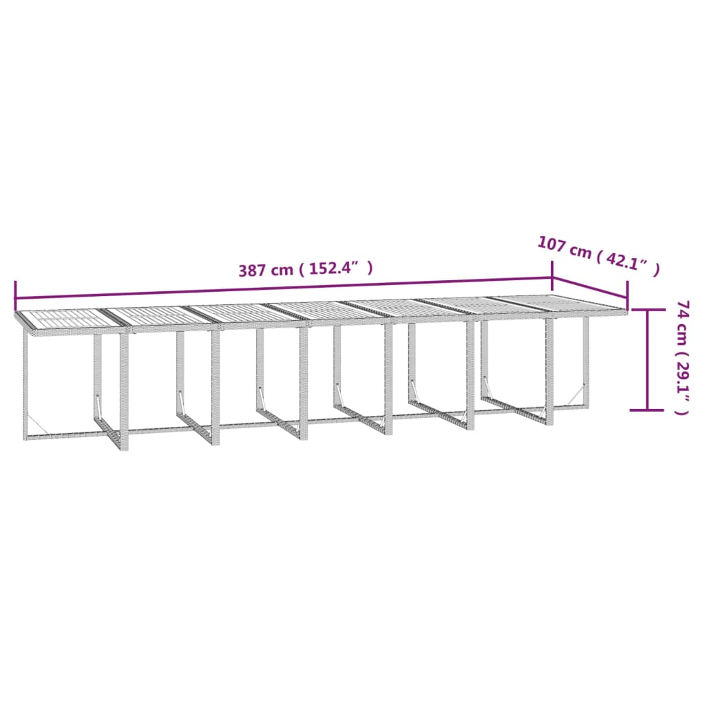 vidaXL 19-tlg. Garten-Essgruppe mit Kissen Schwarz Poly Rattan