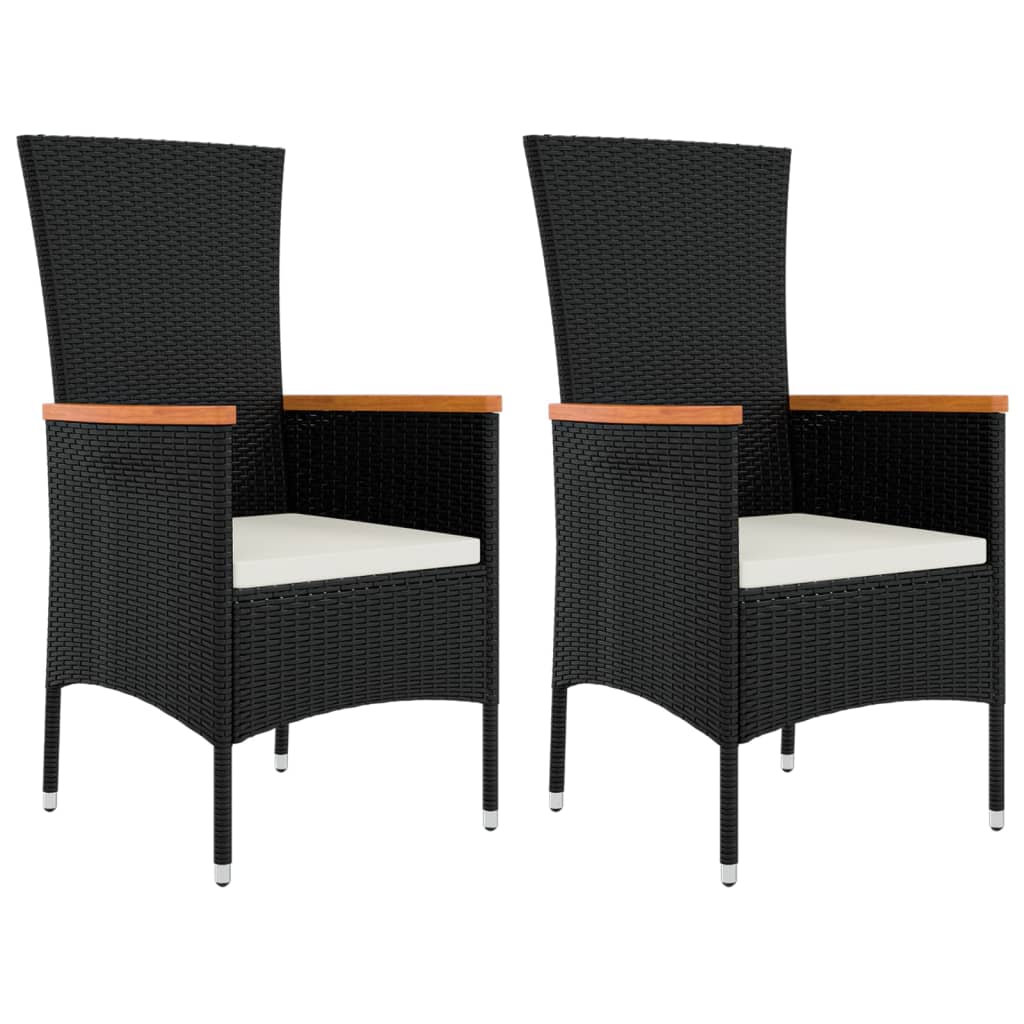 vidaXL 3-tlg. Garten-Lounge-Set Schwarz Poly Rattan Massivholz Akazie