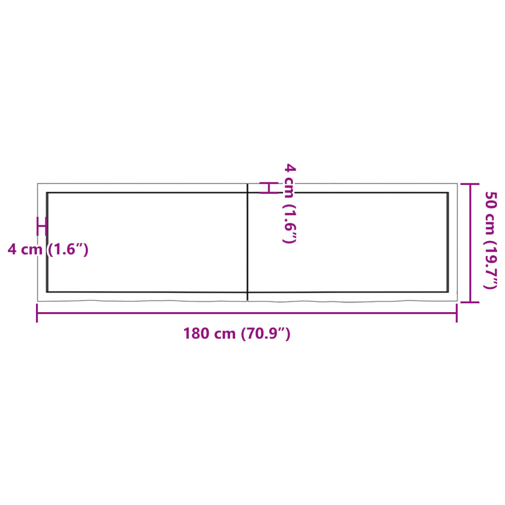 vidaXL Waschtischplatte Dunkelbraun 180x50x(2-4)cm Massivholz