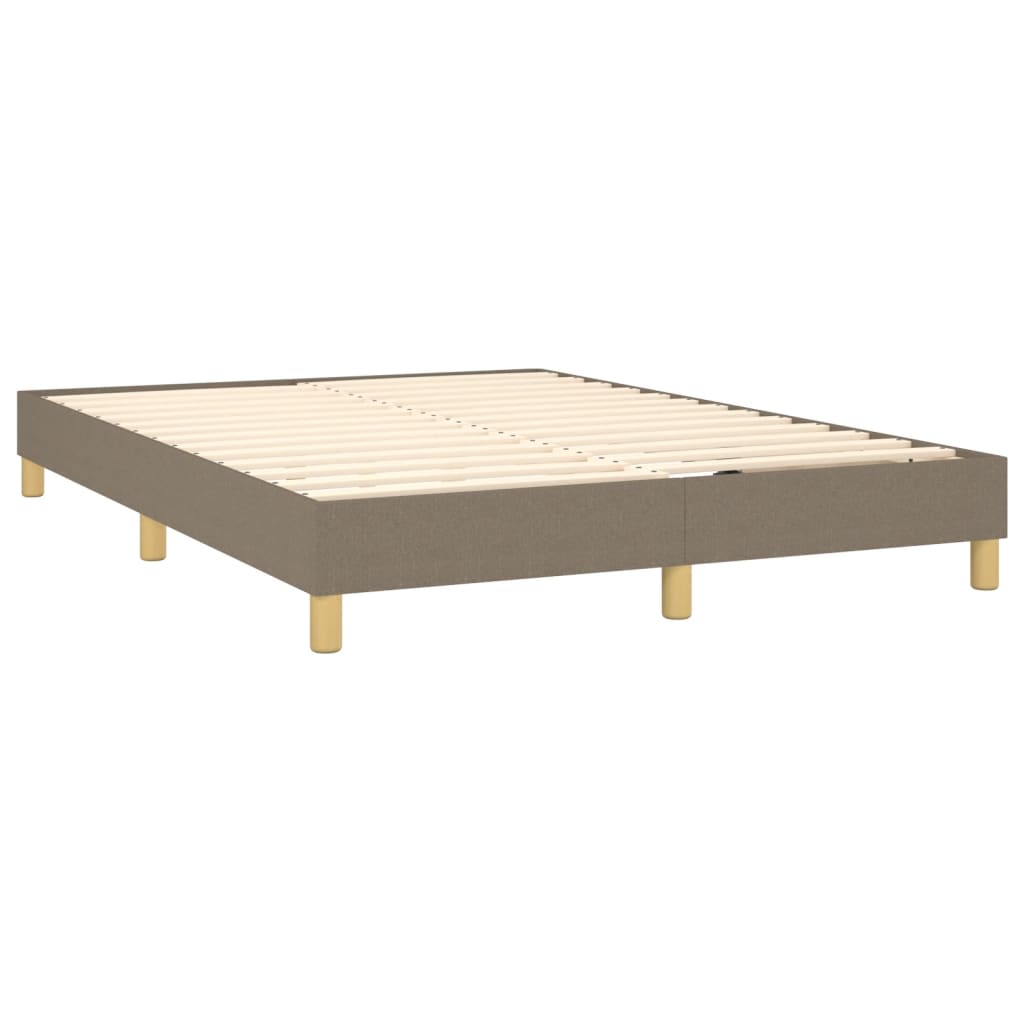 vidaXL Boxspringbett mit Matratze Taupe 140x200 cm Stoff