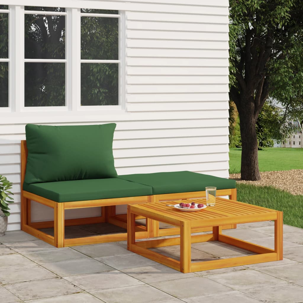 vidaXL 3-tlg. Garten-Lounge-Set mit Kissen Massivholz Akazie