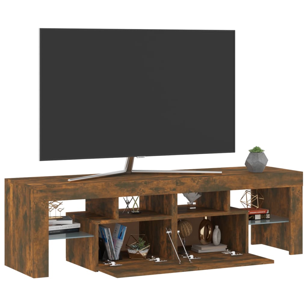 vidaXL TV-Schrank mit LED-Leuchten Räuchereiche 140x36,5x40 cm