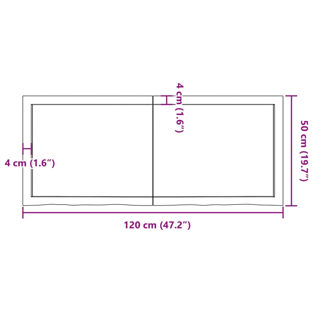 vidaXL Waschtischplatte Dunkelbraun 120x50x(2-4)cm Massivholz