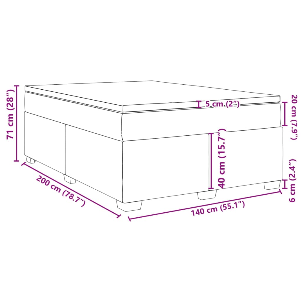 vidaXL Boxspringbett Matratze Cappuccino-Braun 140x200cm Kunstleder