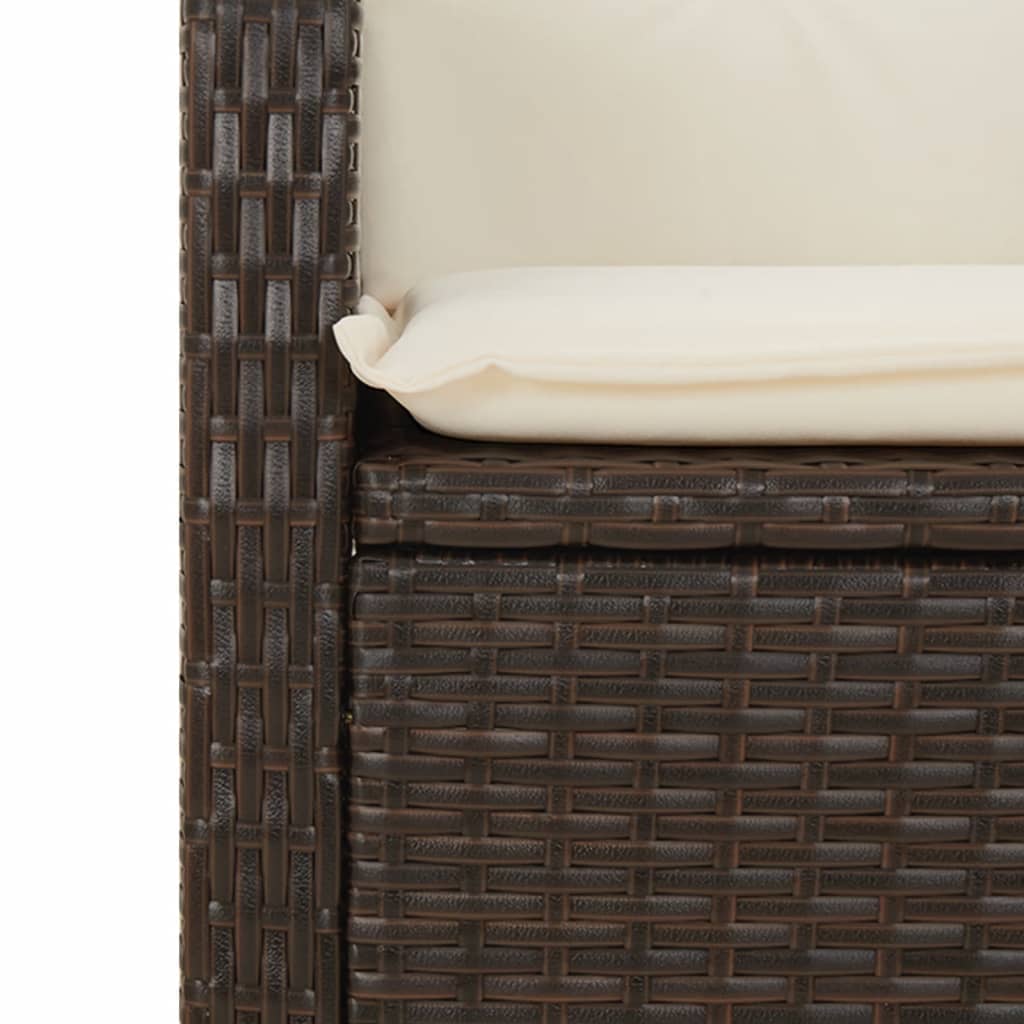 vidaXL 9-tlg. Garten-Essgruppe mit Kissen Braun Poly Rattan