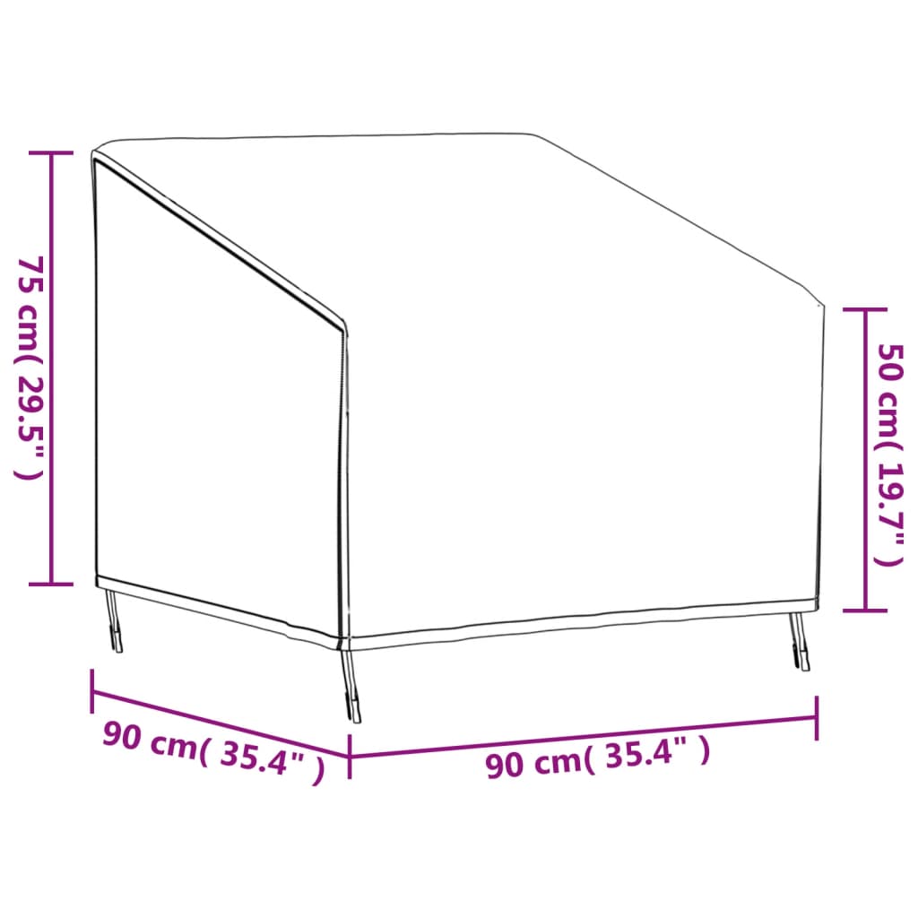 vidaXL Abdeckung für Gartensessel Schwarz 90x90x50/75 cm 420D Oxford