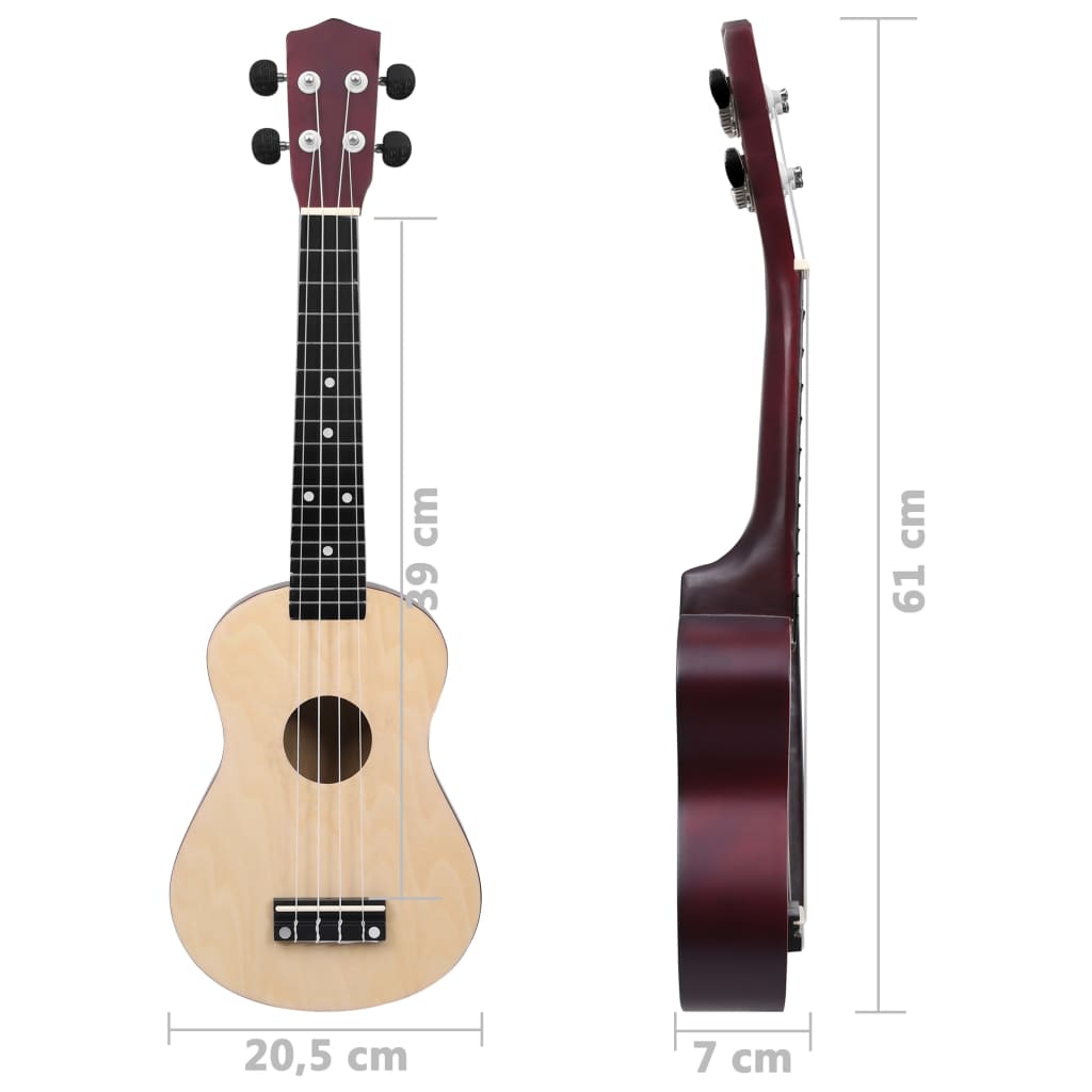 vidaXL Sopran Ukulele Set für Kinder mit Tasche Helles Holz 23"