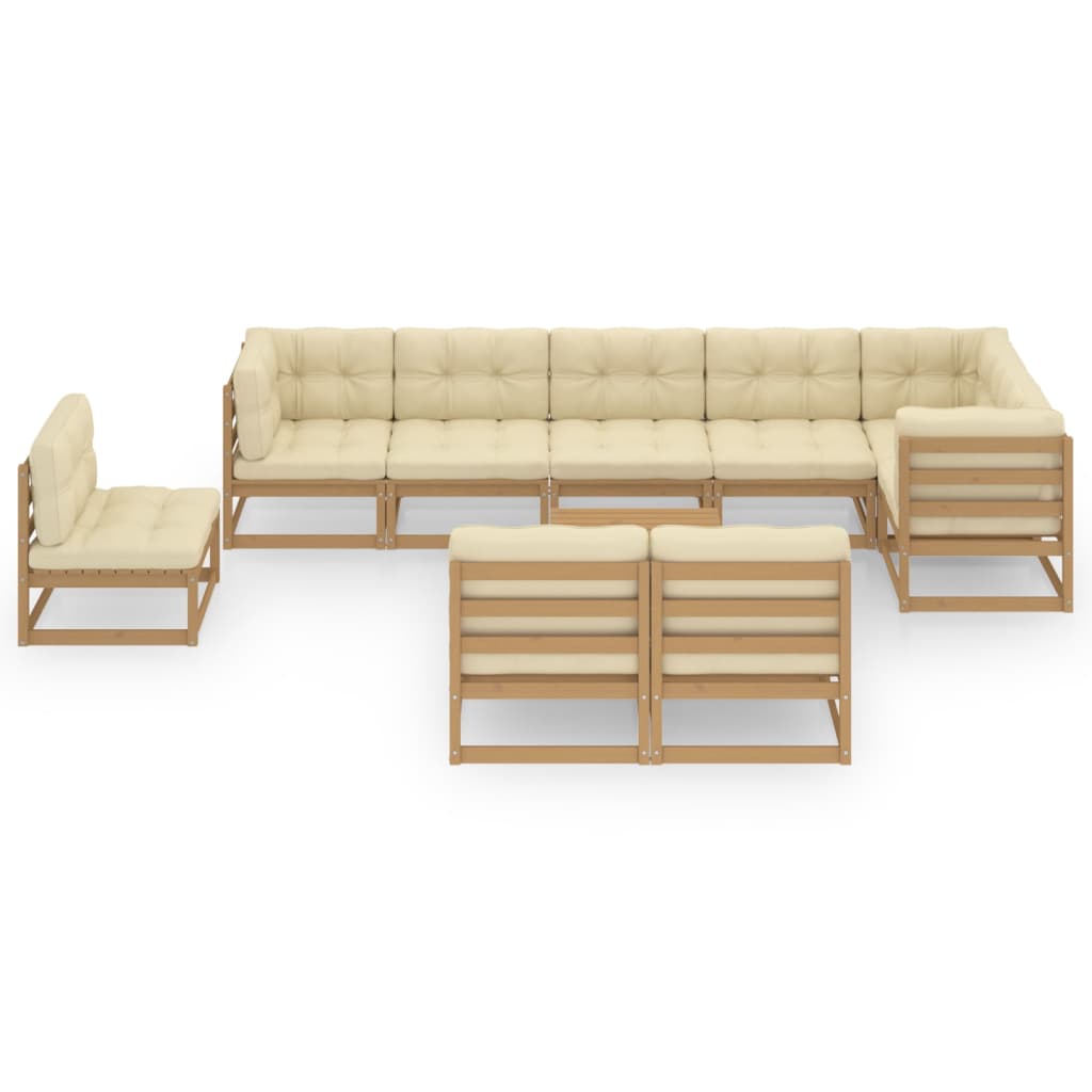 vidaXL 10-tlg. Garten-Lounge-Set mit Kissen Massivholz Kiefer