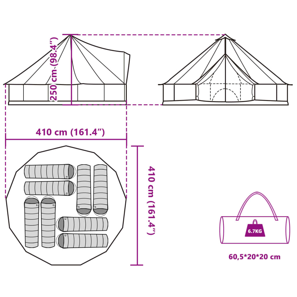 vidaXL Tipi-Familienzelt 8 Personen Blau Wasserdicht