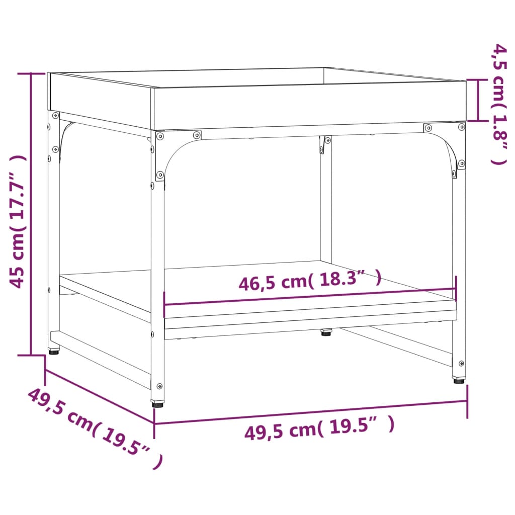 vidaXL Couchtisch Räuchereiche 49,5x49,5x45 cm Holzwerkstoff