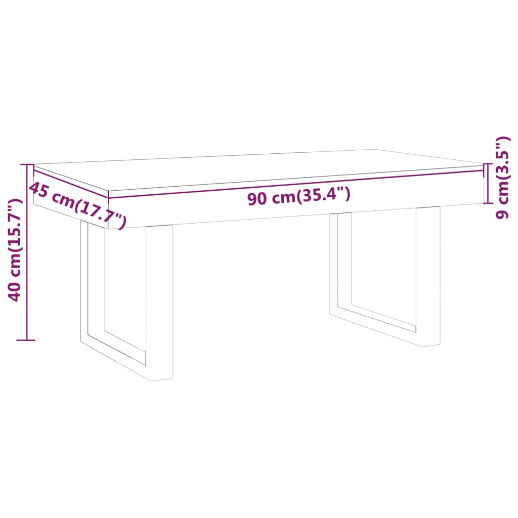 vidaXL Couchtisch Hellbraun und Schwarz 90x45x40 cm MDF und Eisen