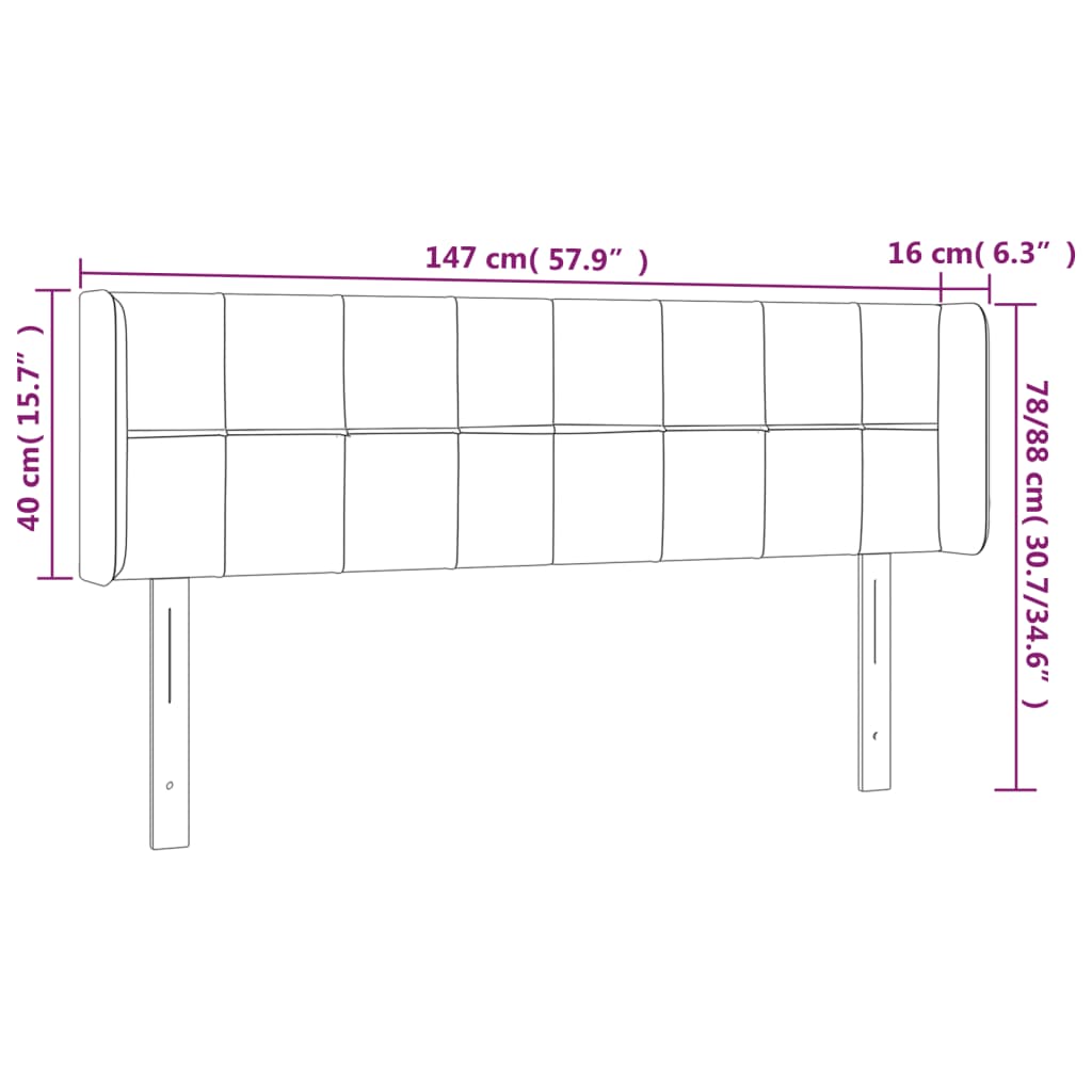 vidaXL LED Kopfteil Creme 147x16x78/88 cm Stoff