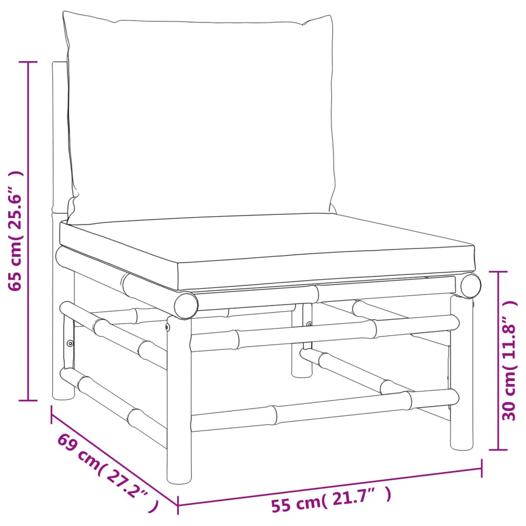 vidaXL 4-tlg. Garten-Lounge-Set mit Taupe Kissen Bambus