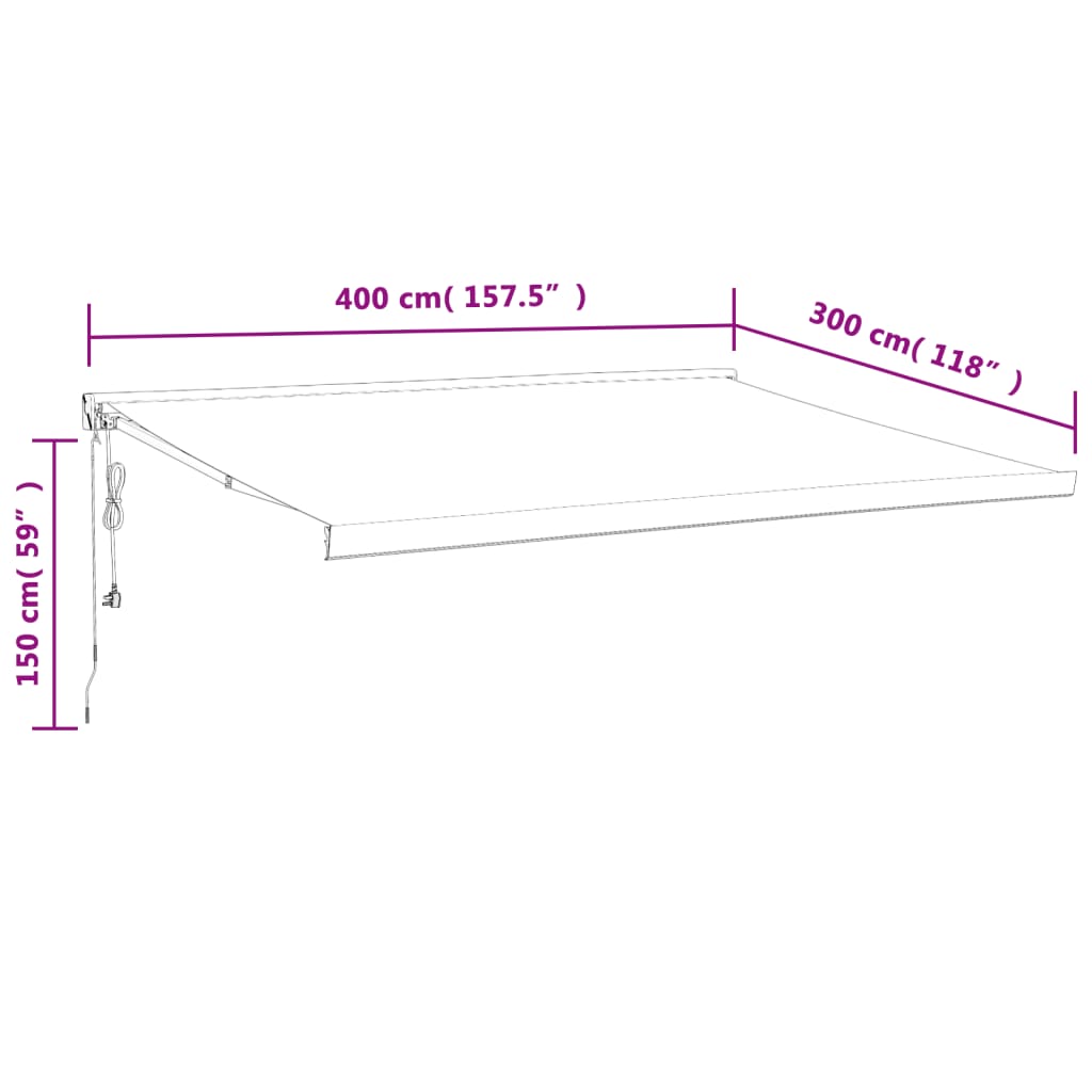 vidaXL Markise Einziehbar Gelb und Weiß 4x3 m Stoff und Aluminium