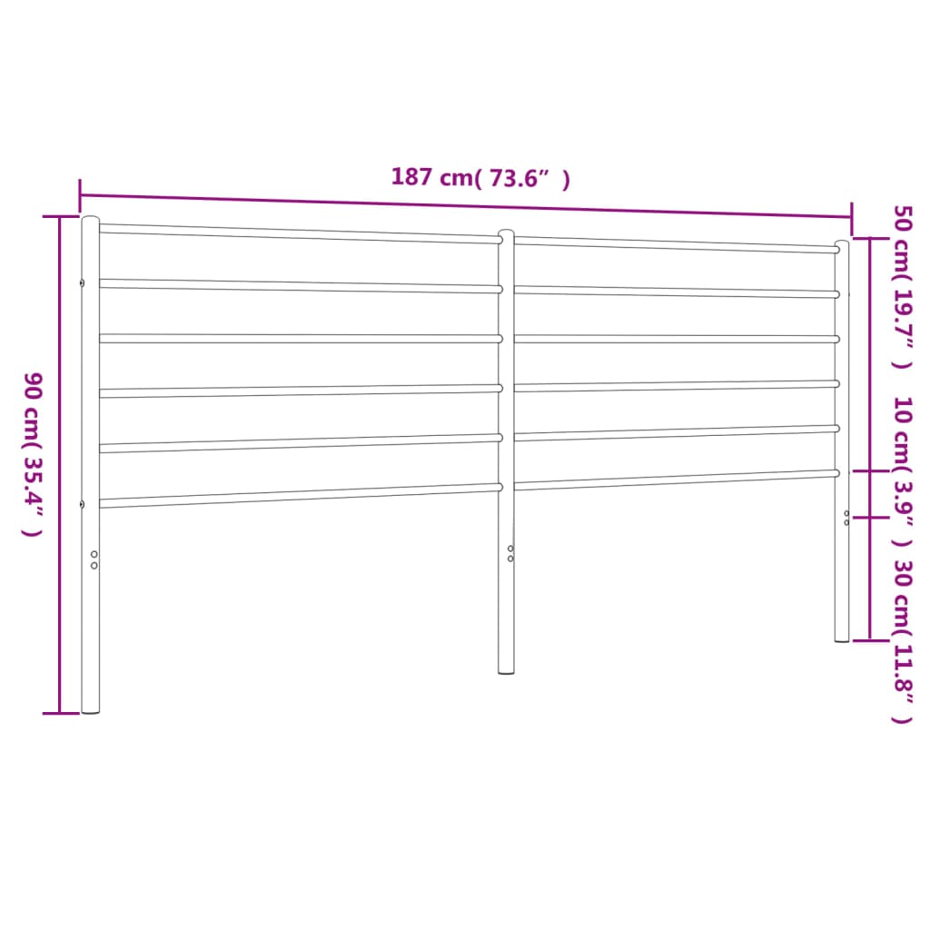 vidaXL Kopfteil Metall Weiß 180 cm